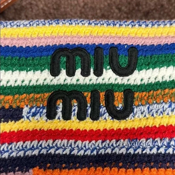 Miu Miu Colorful Striped Knit Shoulder Bag